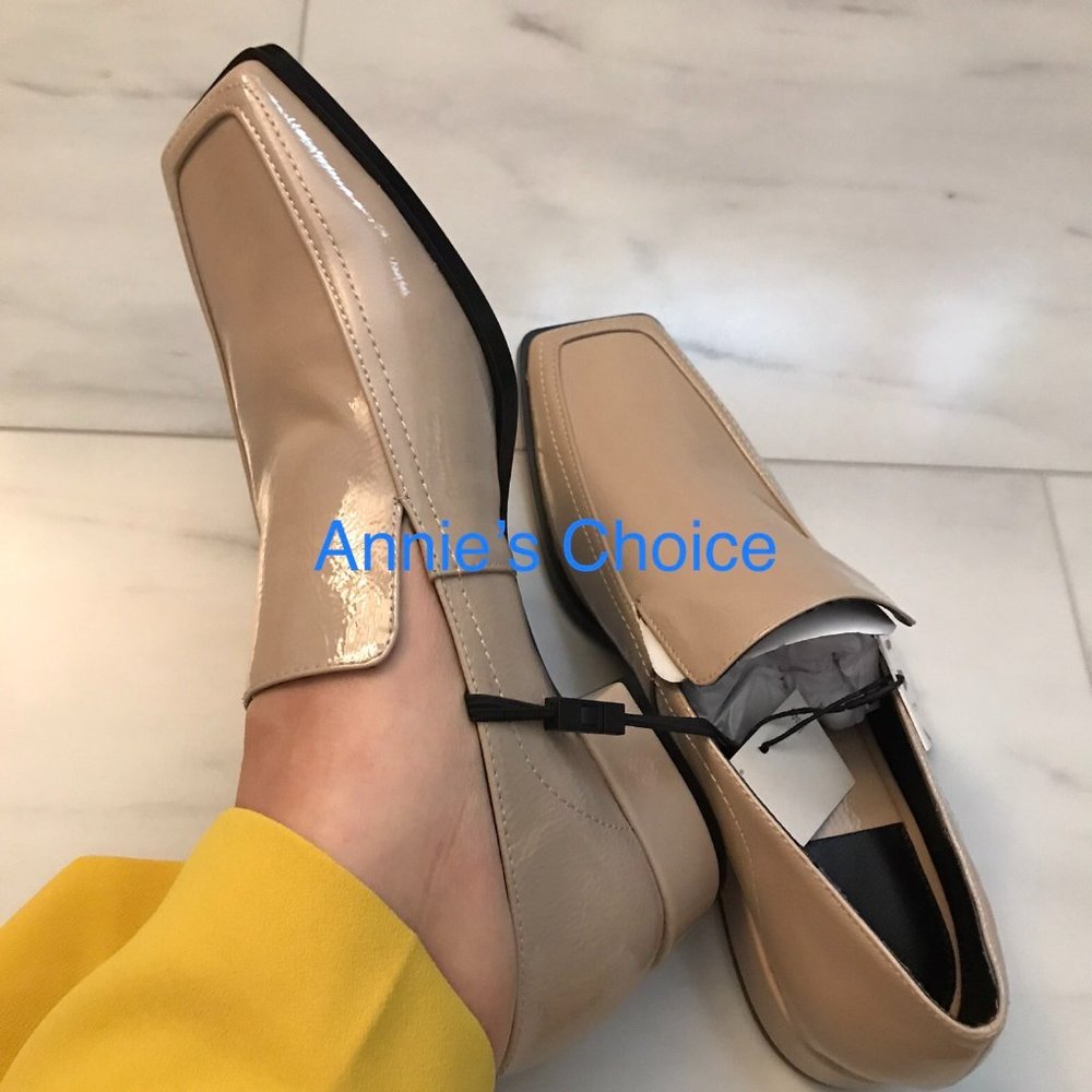 ZARA Squared Toe Loafers(Beige, US 8/EUR 39)